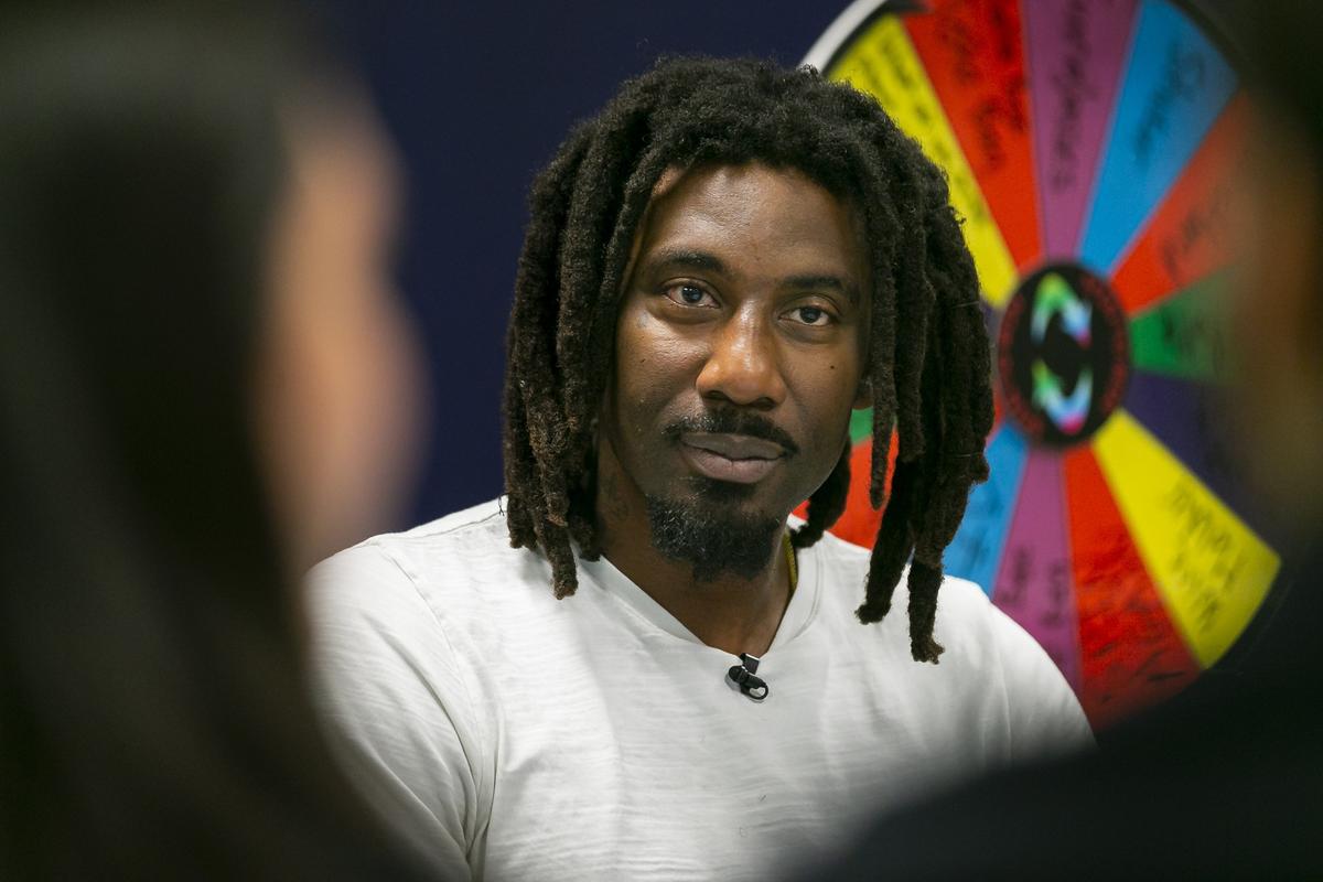 Amar’e Stoudemire, 36, a former NBA player, meets with members of Hillel at Florida International University on Friday, September 13, 2019. Stoudemire is developing a comprehensive program that seeks to unify the Jewish and African-American students on campus.