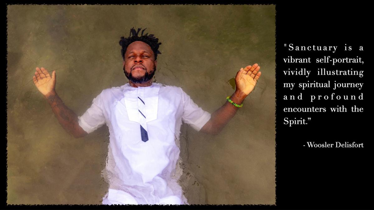 Photographer Woosler Delisfort floats in the ocean at the Historic Virginia Key Beach Park, one of the sites where Haitian Vodou baptisms often take place. Delisfort’s new show at HistoryMiami captures moments of divine connection in temples, churches, mosques, and other spiritual spaces in South Florida.