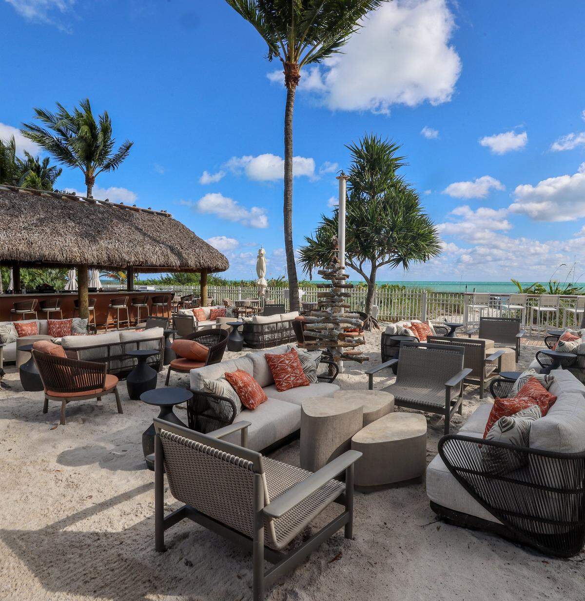 The Dune Beach Bar is part of the Ritz-Carlton Key Biscayne revamping after several months of renovations of the luxury hotel. Taken on Tuesday, December 16, 2025, in Key Biscayne, Florida.