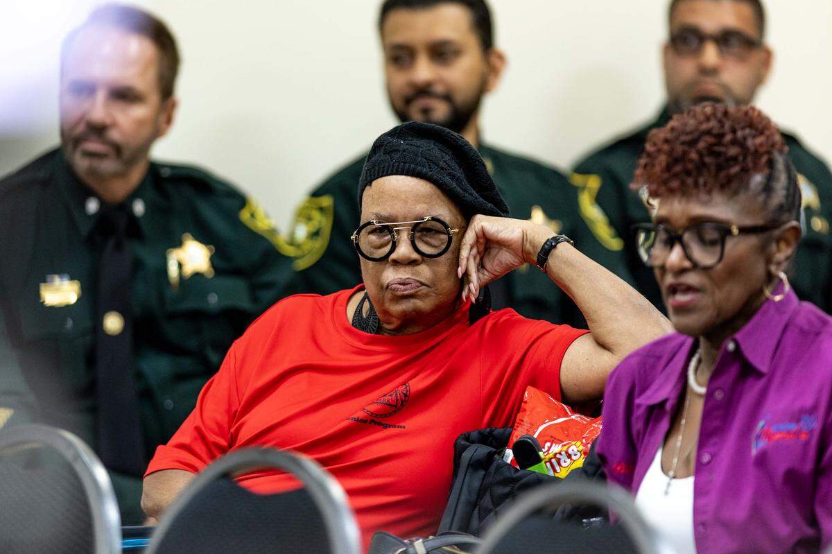 Members of the public look on during a city budget commission meeting at West Park City Hall on Wednesday, September 17, 2025, in West Park, Fla.
