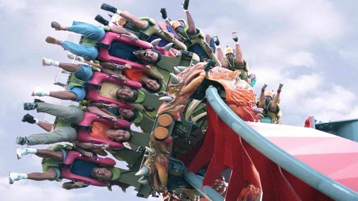 Dragon Challenge (formerly Dueling Dragons) at Universal Orlando's Islands of Adventure theme park was the first dual coaster in the world designed and built so that its two coasters furiously speed toward each other on separate tracks.