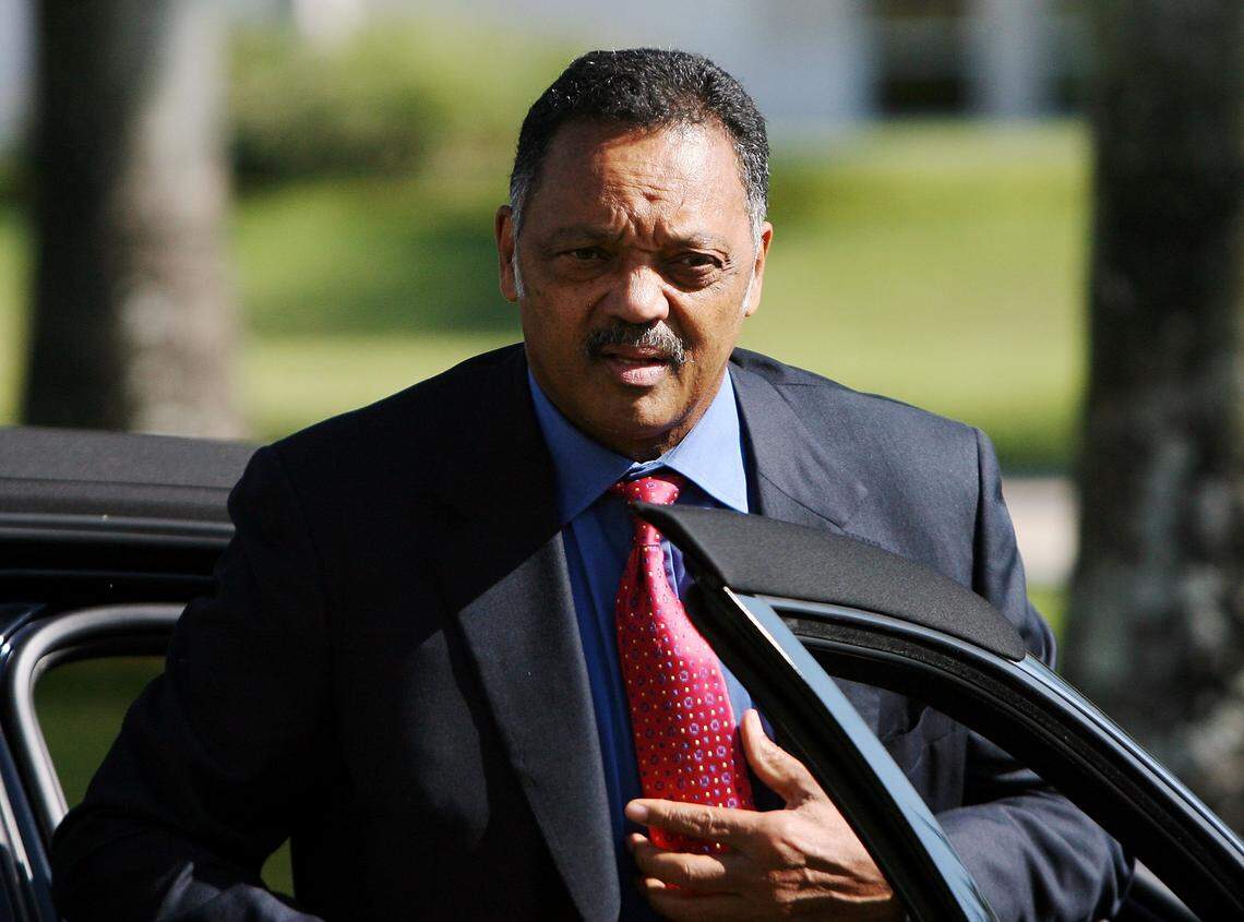 In 2007, the Rev. Jesse Jackson arrives for funeral services for Sean Taylor of the Washington Redskins at the FIU arena.