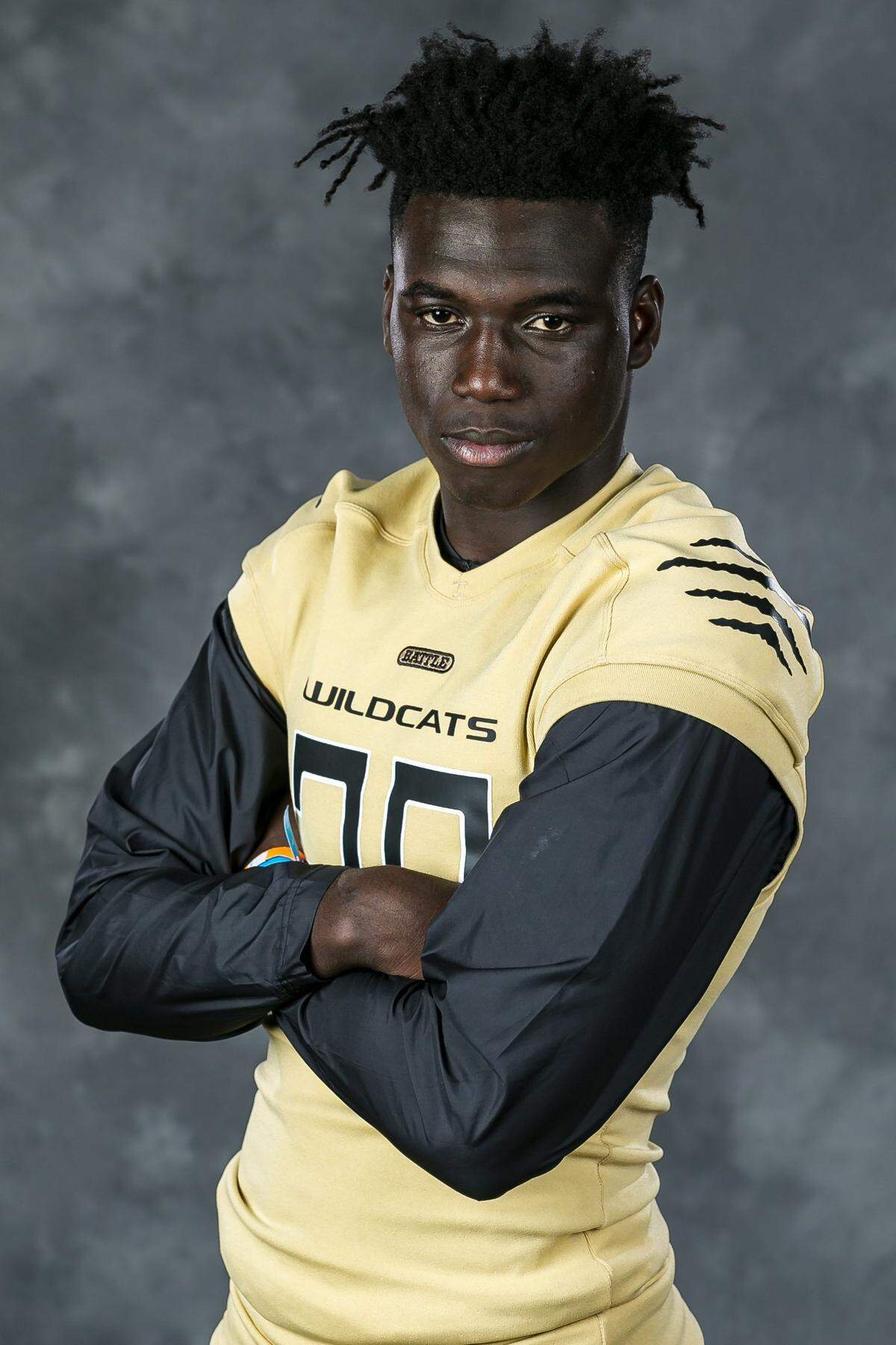 James Williams, from Western High School, attends High School Football Media Day at the Hard Rock Stadium in Miami Gardens on Saturday, August 3, 2019.