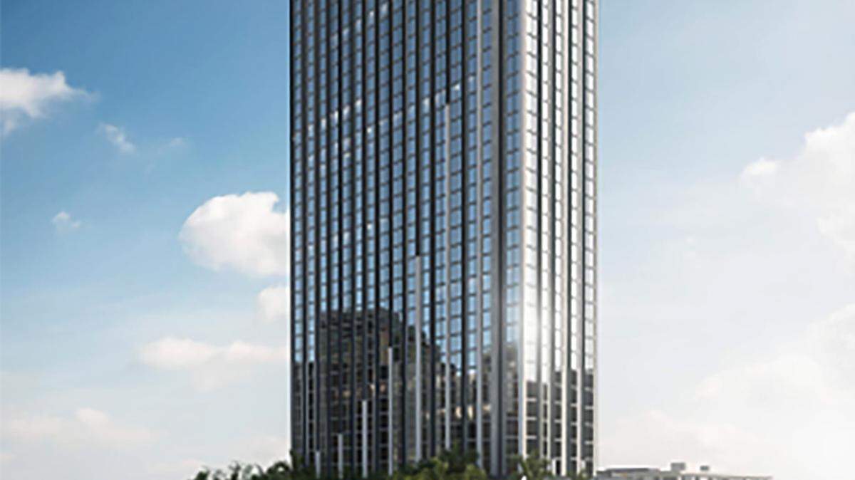 A rendering of a 48-story tower that would rise in Wynwood under the state Live Local Act.