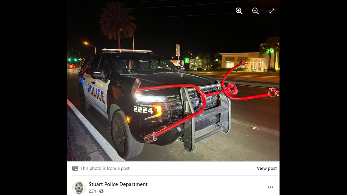A woman spotted the accused thief walking down the road with what looked like metal poles and called officers, police said.