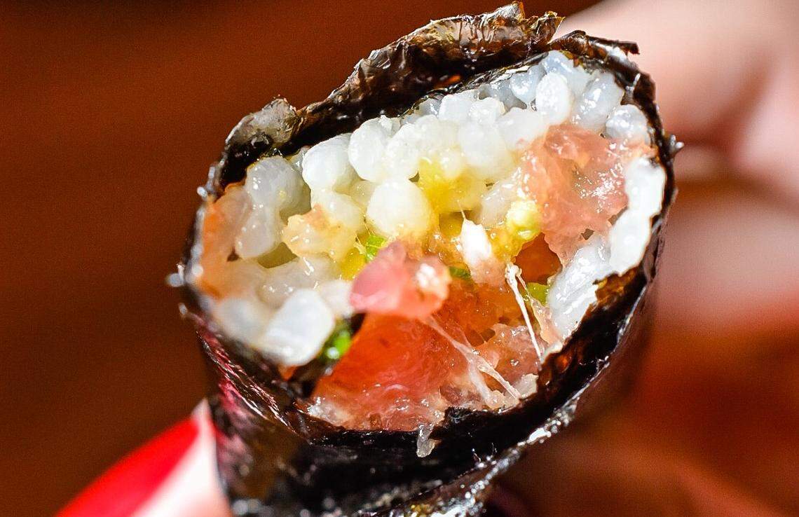 A sushi roll from Mr. OmaKase in downtown Miami.