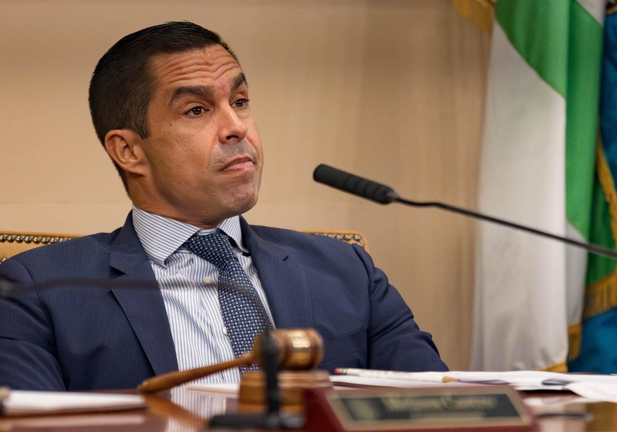 Coral Gables Mayor Vince Lago listens to the other commissioners speak about a proposal from Commissioner Ariel Fernandez to officially end the city’s annexation efforts for Little Gables at a City Commission meeting at Coral Gables City Hall on Tuesday, Aug. 27, 2024, in Coral Gables, Florida.