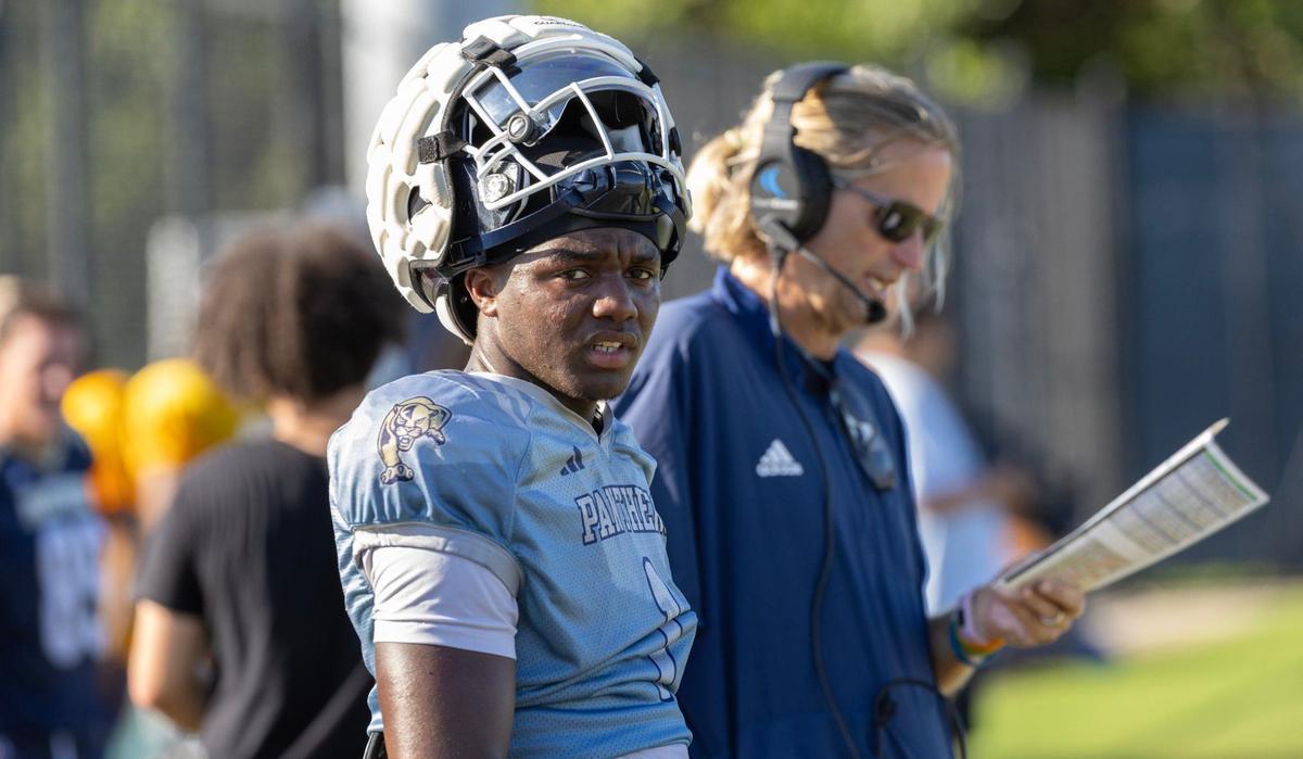 Florida International University quarterback Keyone Jenkins on the sidelines during practice on campus in Miami, Florida on Thursday, August 15, 2024.