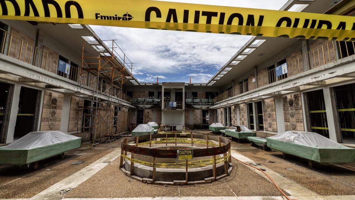 A look at the construction of the courtyard at Miami International Airport’s new VIP terminal on Wednesday, July 23, 2025, in Miami, Fla.