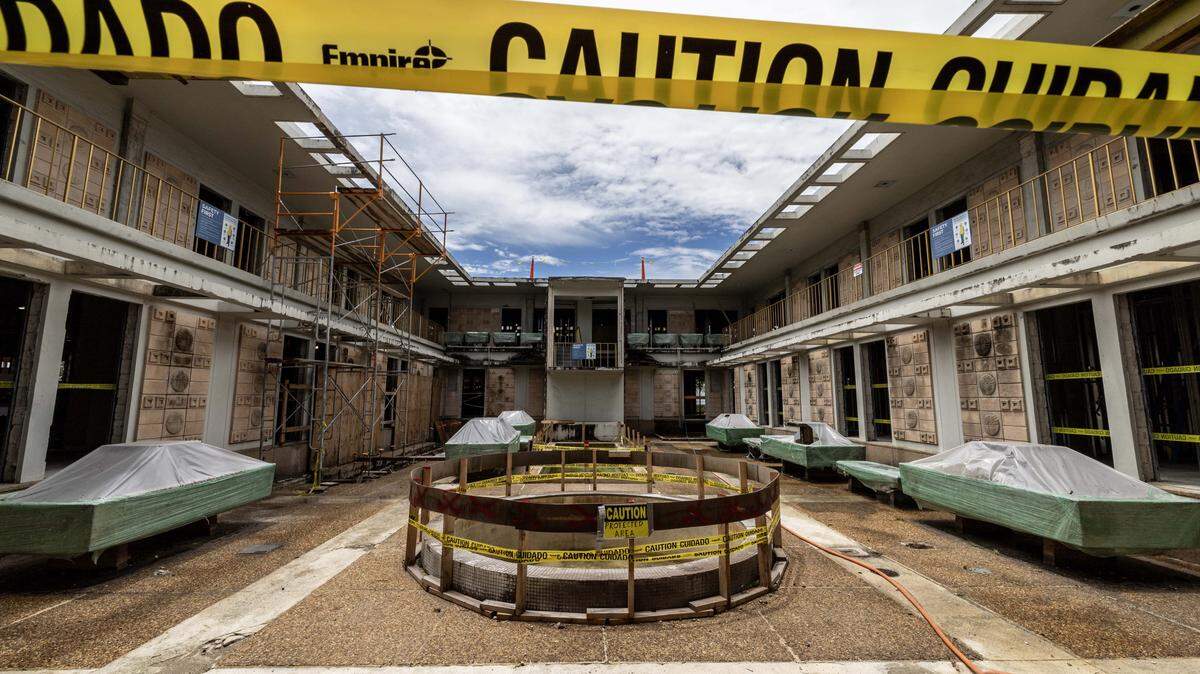 A look at the construction of the courtyard at Miami International Airport’s new VIP terminal on Wednesday, July 23, 2025, in Miami, Fla.