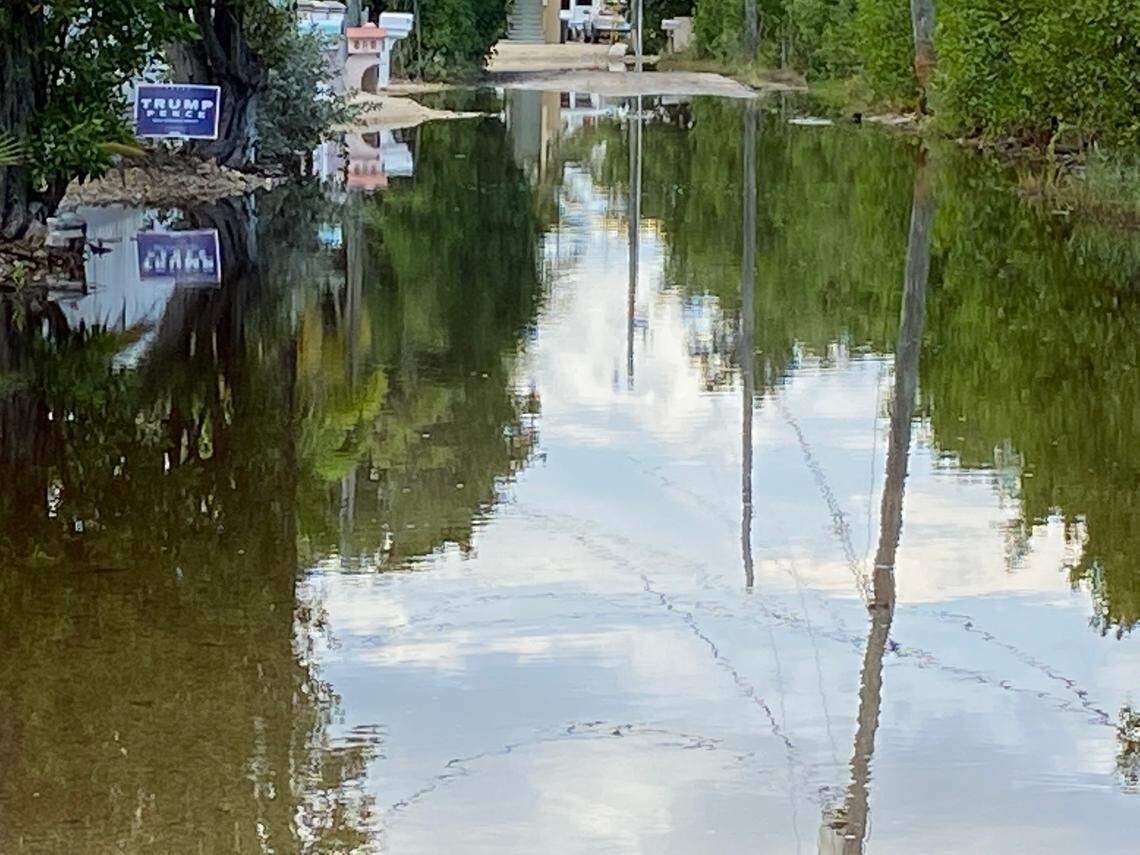 Several streets in the Stillwright Point subdivision in Key Largo were flooded for more than 20 days as of Thursday, Oct. 1, 2020.