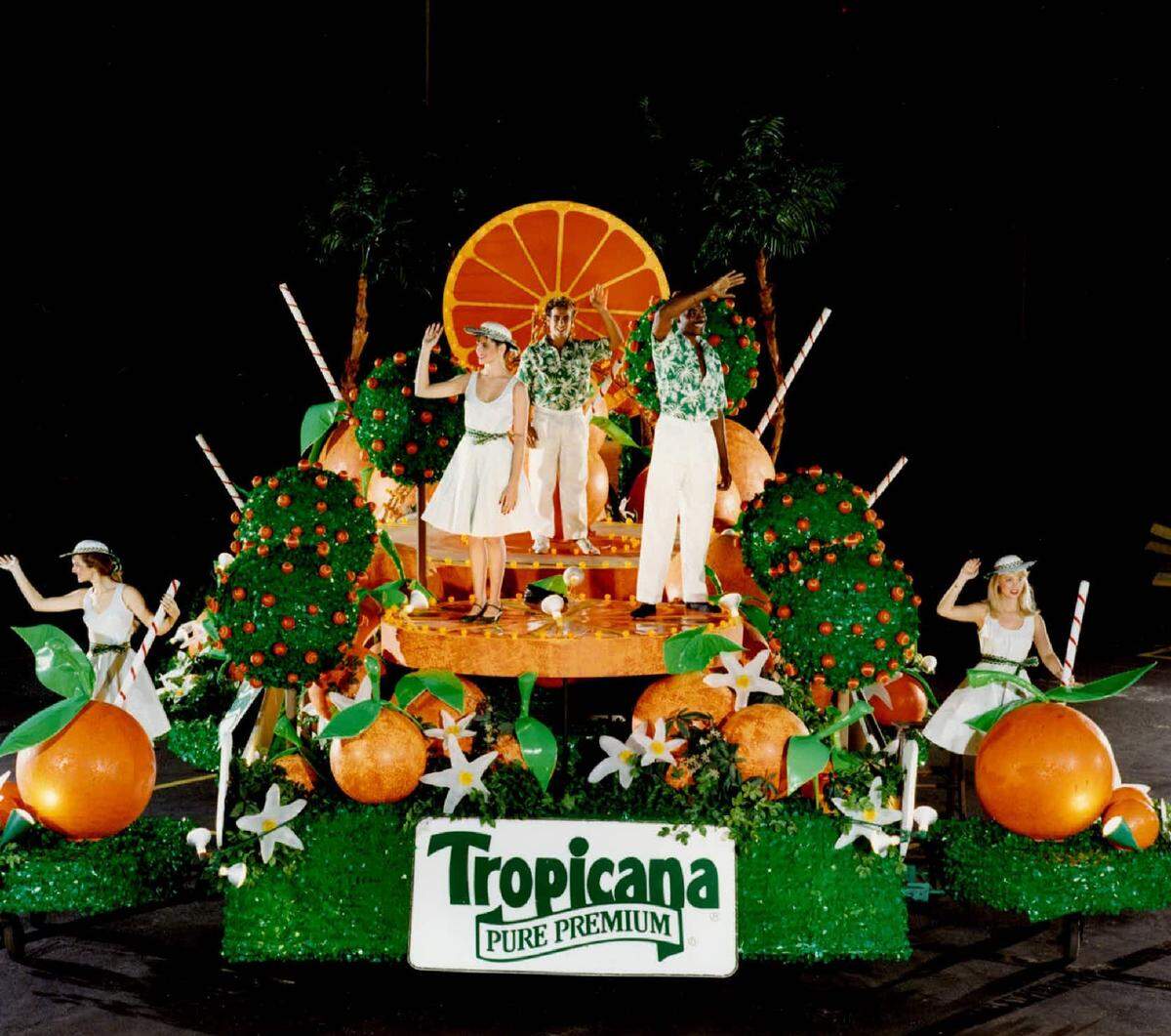 The Tropicana orange juice float in the late 1980s at the Orange Bowl Parade in downtown Miami.