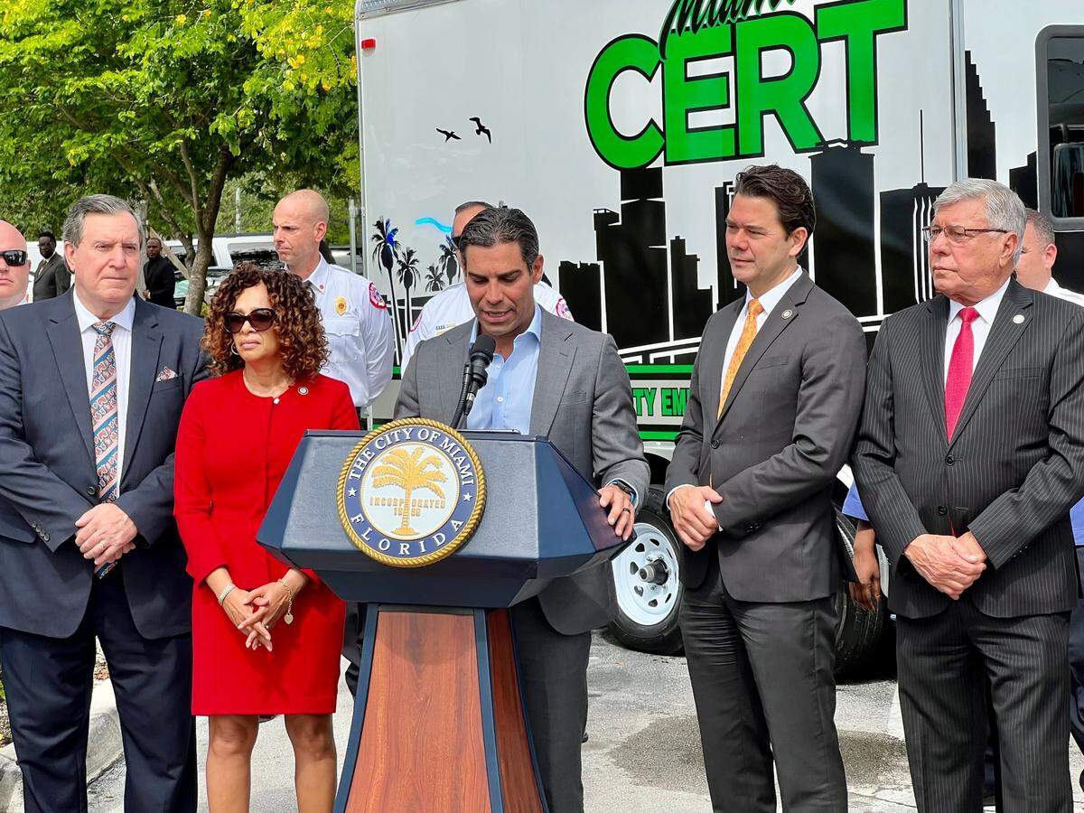Miami city officials announced the relaunch of the Community Emergency Response Team (CERT) training program during a press conference outside City Hall on Thursday, June 9, 2022.