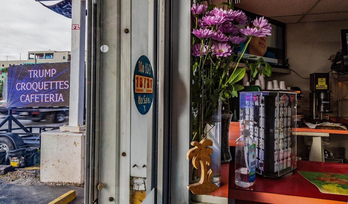 Outside view of the Madruga’s Cafe, where a family recipe of croquetas has been offered since the Madruga family opened the cafe 12 years ago and have now renamed as “Trump Croquettes” after former President Trump at 6895 Bird Rd, in Miami, on Friday February 09, 2024.