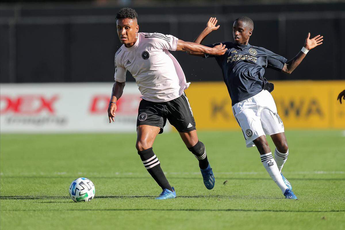 Juan Agudelo of Inter Miami CF against the Philadelphia Union in a preseason game on Saturday, Feb. 15, 2020 in St. Petersburg, FL. (Photo by Mike Carlson