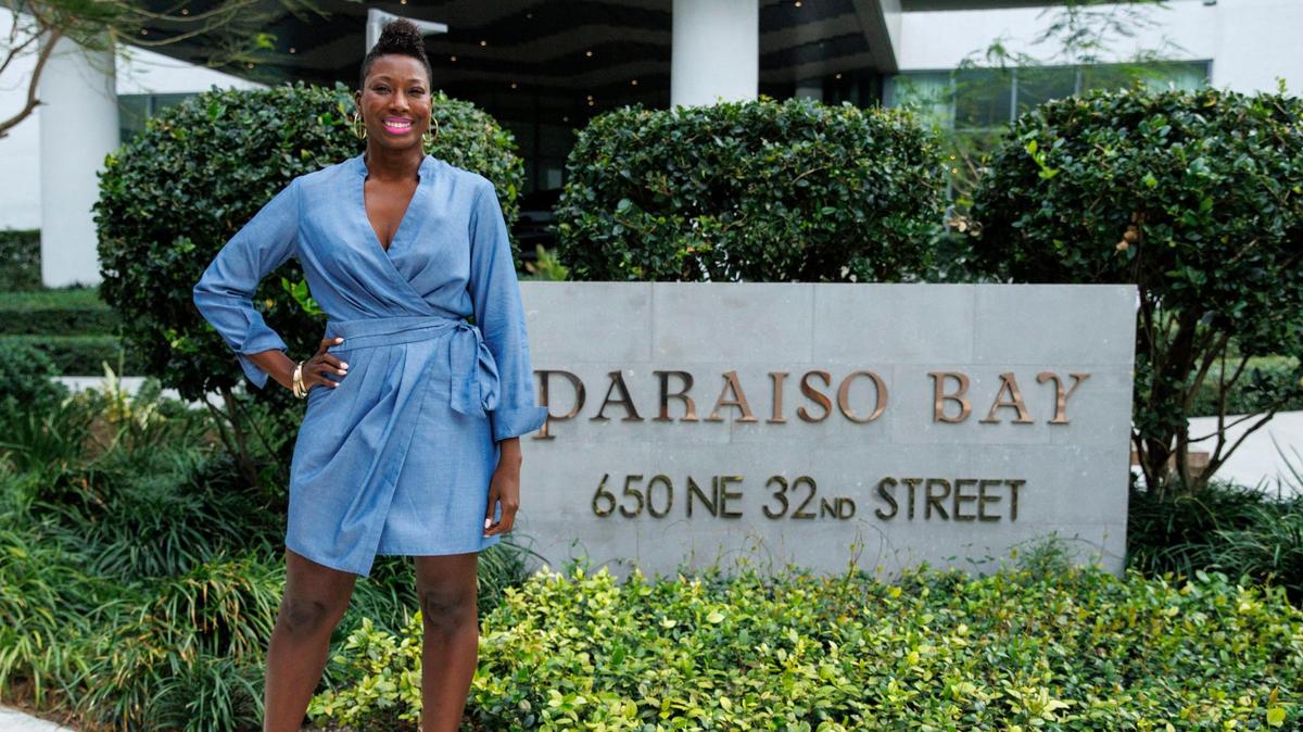 Realtor Tina-Gaye “T. Bernie” Bernard on Thursday, Feb. 17, 2022. The real estate broker said she’ll use industry group chats to ask for condo disclosure documents when she has trouble getting the information from building managers. Bernard supports Miami-Dade County legislation to make those documents part of a public database.