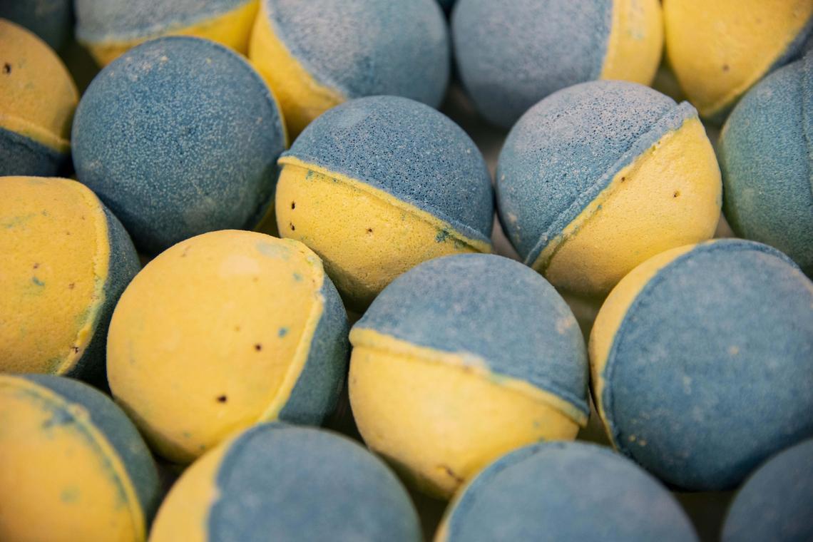 Fresh Bombs, a CBD and spa treatments company displayed CBD-infused bath bombs during the USA CBD Expo at the Miami Beach Convention Center on August 2, 2019.