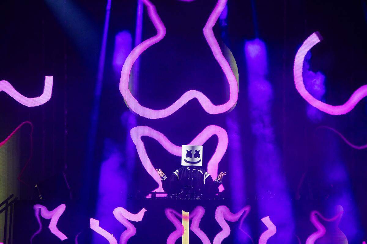 Marshmello performs during the New Year’s Eve celebration to welcome 2026 at Bayfront Park on Dec. 31, 2025, in Miami, Fla.