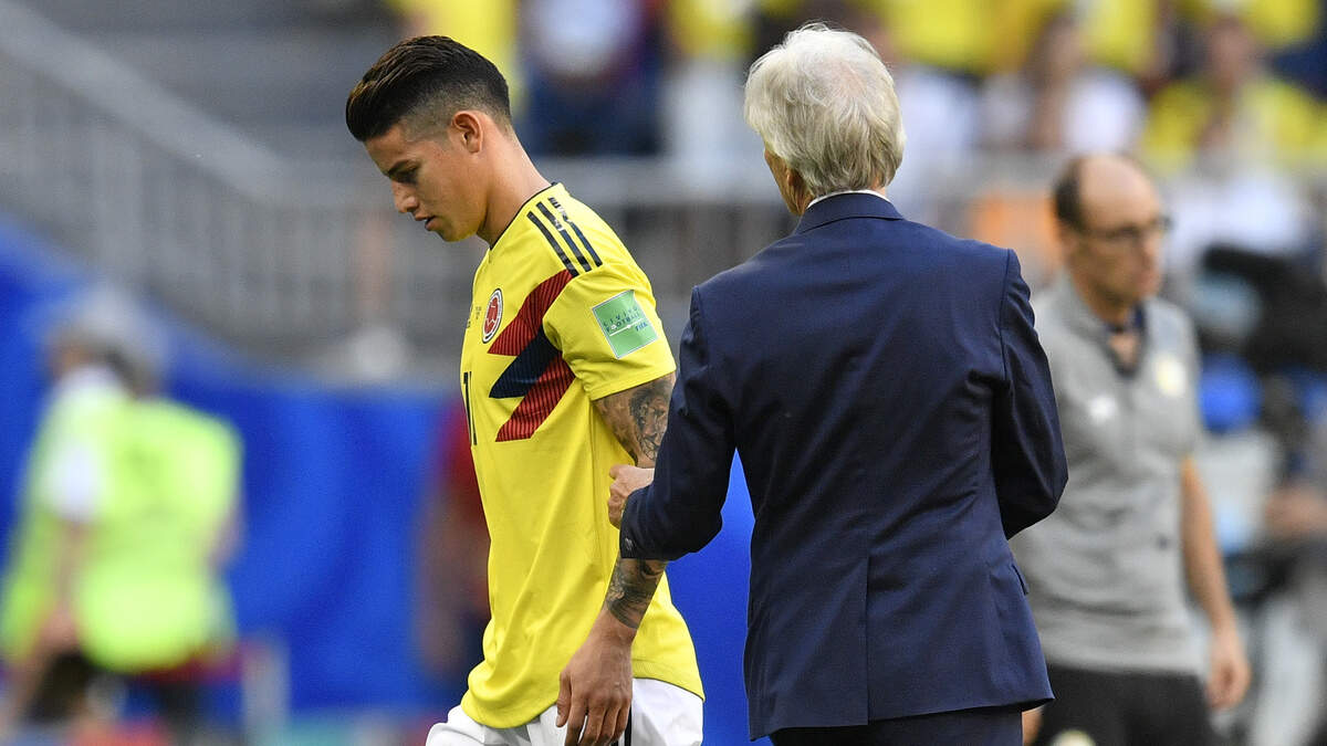 Colombia’s James Rodriguez, left, won’t play Friday.