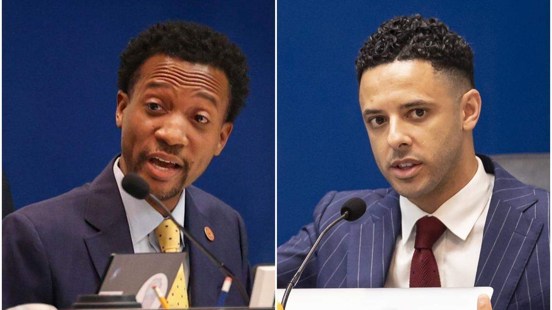 Broward County school board members Torey Alston (left) and Daniel Foganholi (right) were appointed by Gov. Ron DeSantis.