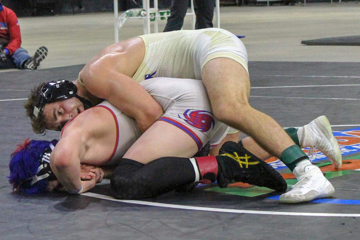 South Dade’s Brevin Balmeceda competes in the Class 3A 160 lbs weight class final on Saturday, March 9, 2019, at Silver Spurs Arena in Kissimmee, Florida.