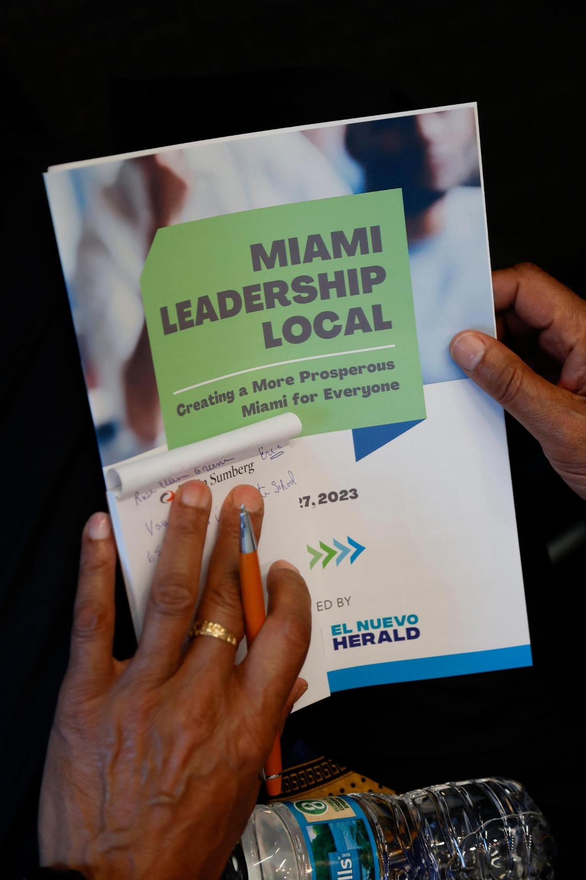 The catalog for the Miami Leadership Local conference at Bilzen Sumberg in Miami on Friday, October 27, 2023.