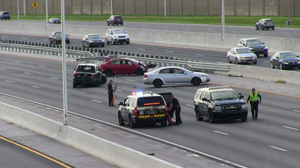 Two people died in the red Toyota Yanis. The aftermath of the Aug. 18 crash on I-75.