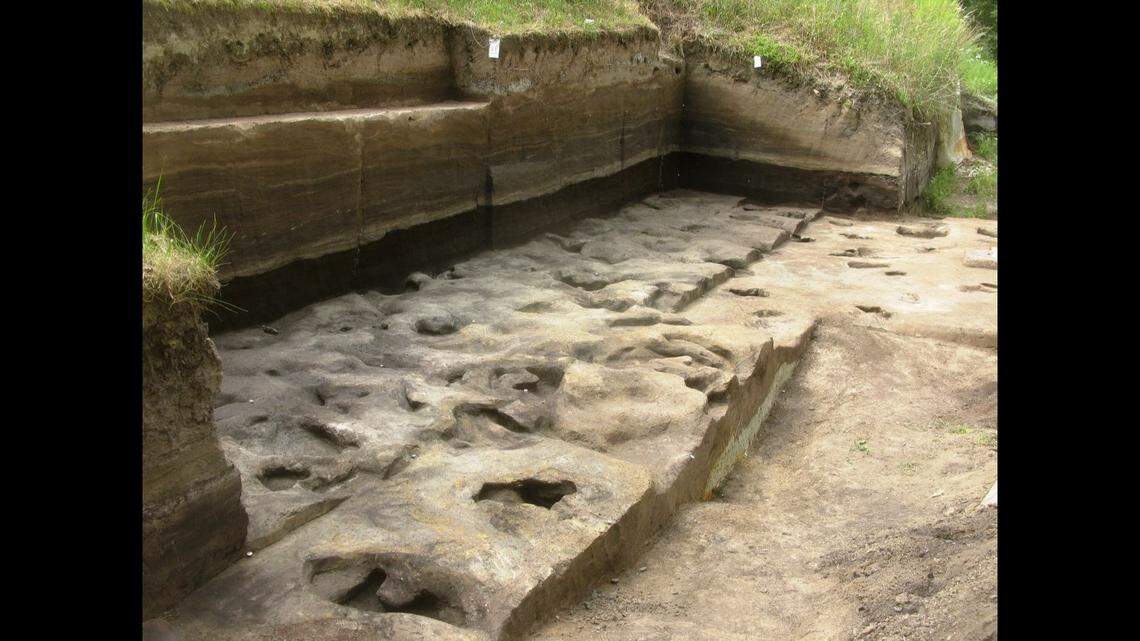 Researchers said they uncovered a trove of fossilized footprints from 300,000 years ago.