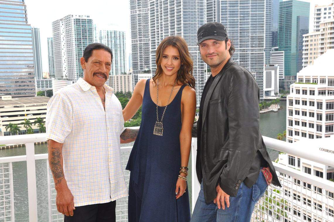 In 2010, Danny Trejo, Jessica Alba and director Robert Rodriguez promote “Machete” at the Mandarin Oriental.