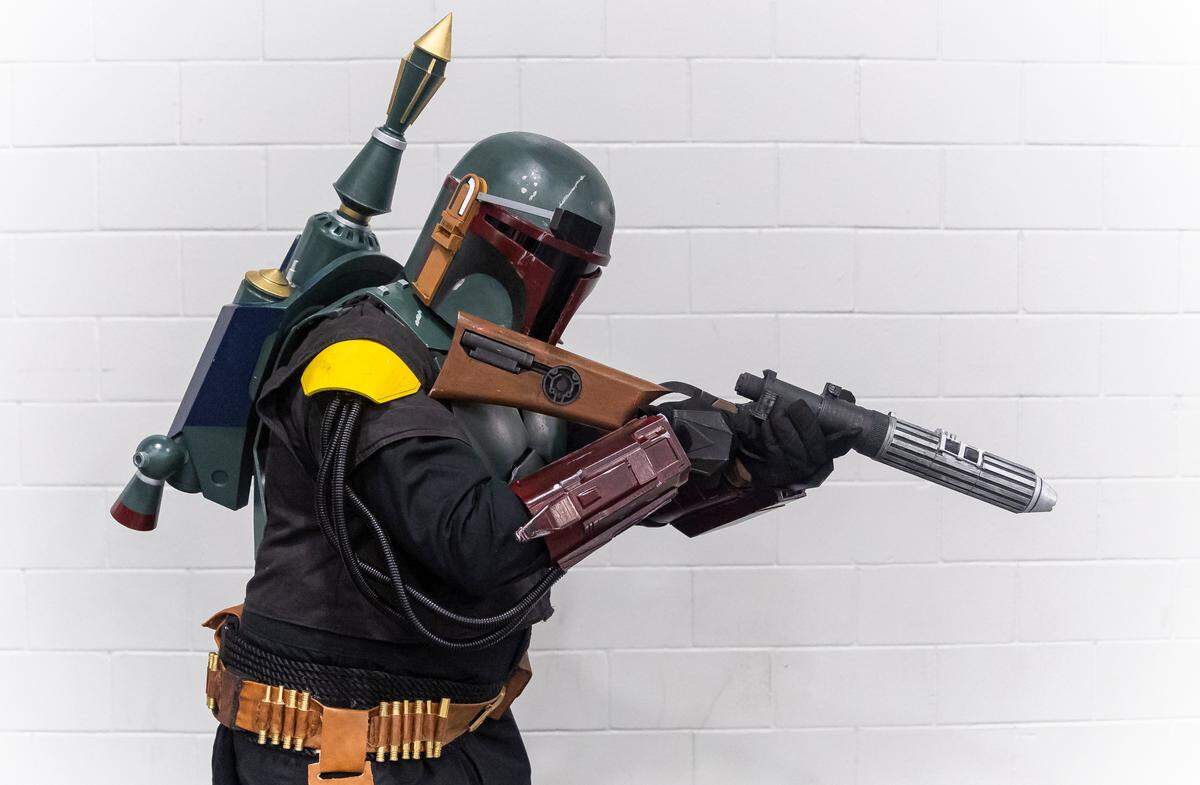 Brayan Collado, 31, cosplays as Boba Fett from Star Wars during Florida Supercon 2023 at the Miami Beach Convention Center on Saturday, July 1, 2023, in Miami Beach, Fla.