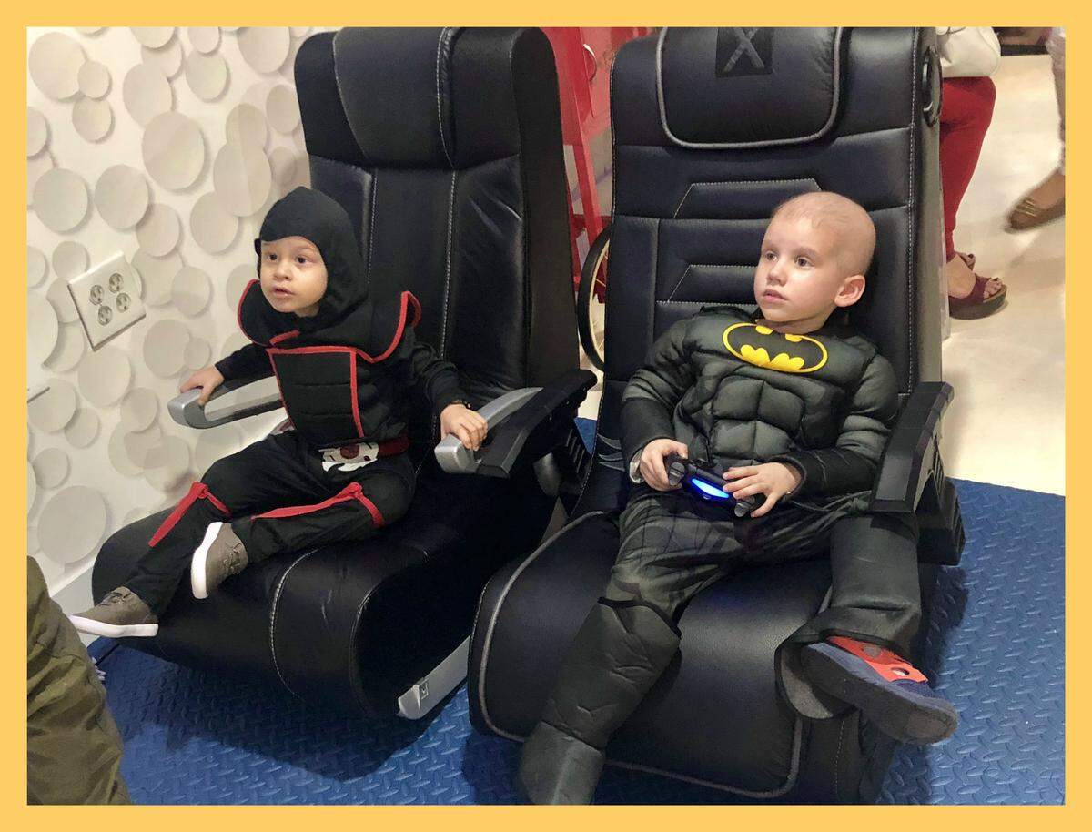 Children play at The Hero’s Hangout, a converted storefront in North Miami Beach where children with cancer can play in a protected environment.