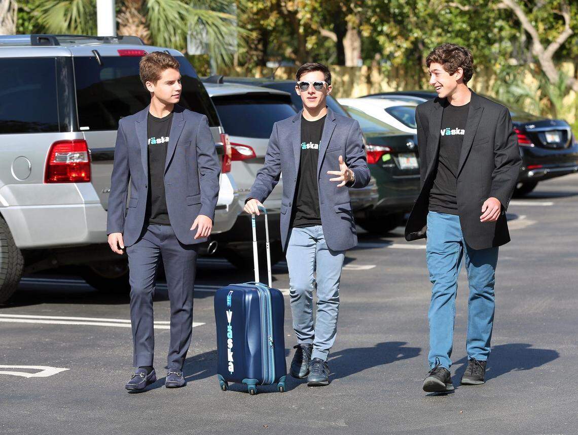 The Vaska Team: John DeLappe, Tadeo Acosta and Leonardo Gorgatti of Gulliver Prep won first place in the Teen Track of the 2018 Miami Herald Business Plan Challenge.