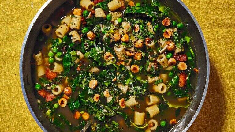 Make a pot of comforting Lentil Minestrone using leftovers and little preparation time