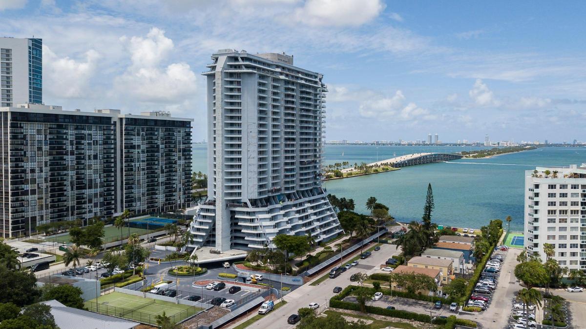 Aerial view of the Hamilton on the Bay as it goes through renovations in Miami’s Edgewater neighborhood on Tuesday, June 8, 2021.