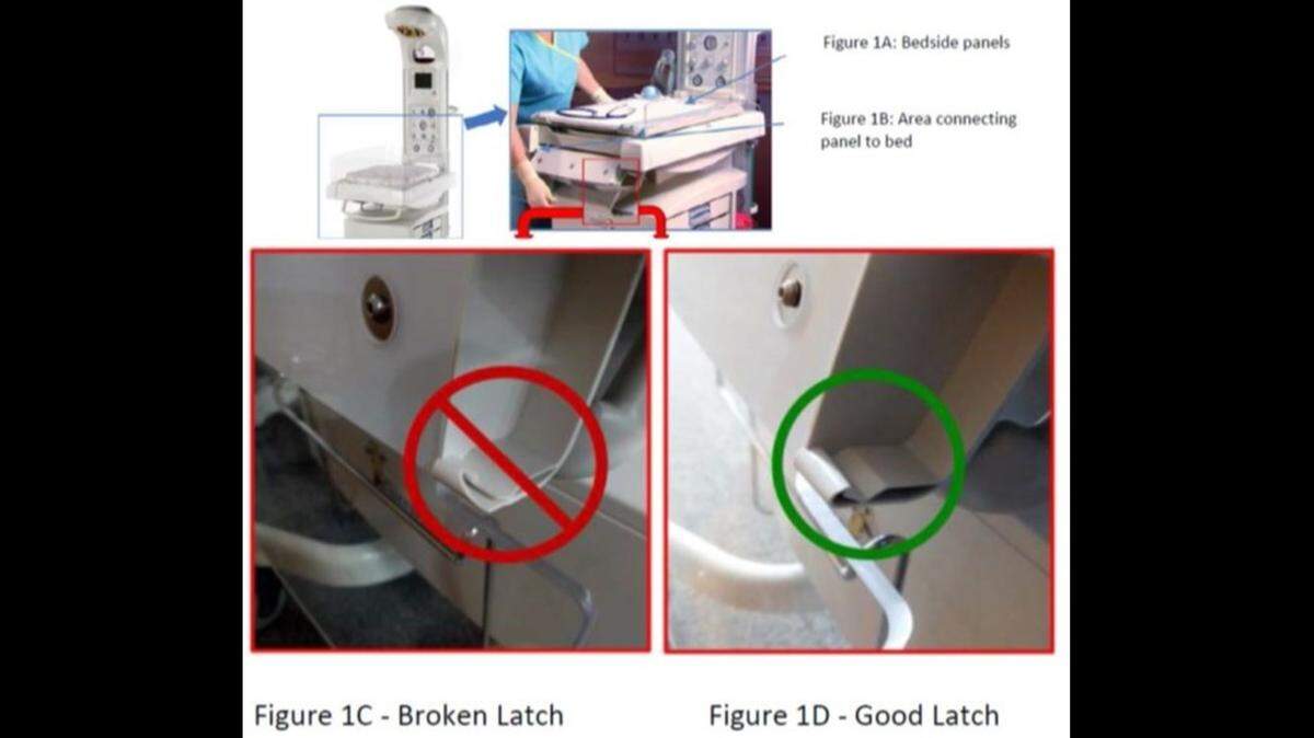 A visual description of the problem with the GE Healthcare-made infant warmers