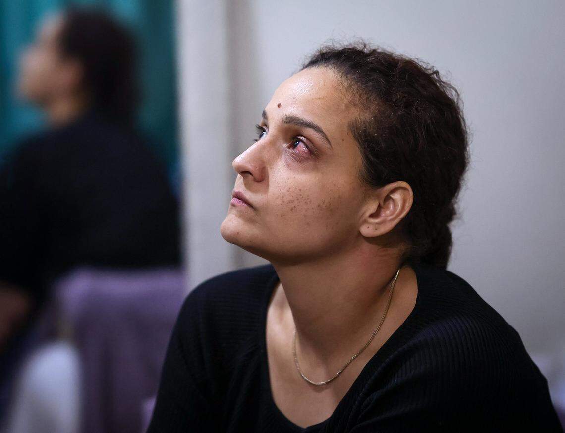 Diana Olivo reflects on the difficulty of being unemployed and unsheltered she does not know how long her family will be able to afford to stay in a motel.  She reflects on the challenges of being unsheltered on Wednesday, February 25, 2026, in Miami-Dade, Florida.