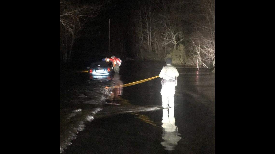 Cries for help in the dark along Maine’s Crooked River led a rescuers to a Florida tourist stuck in a flooded car, according to the Maine Department of Inland Fisheries & Wildlife.