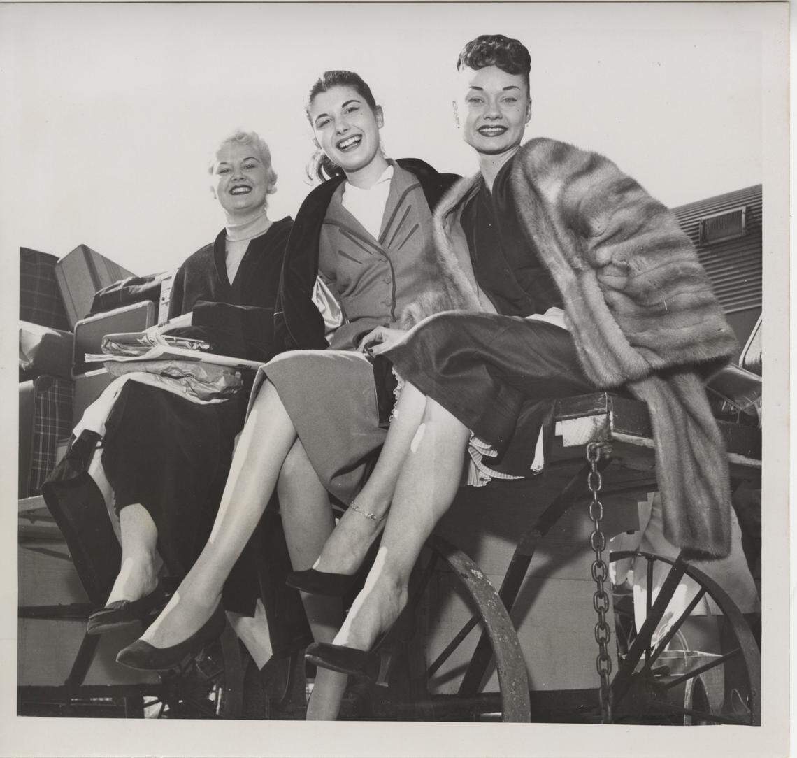 Latin Quarter showgirls, left to right Betty Hammann, Sheila Stampler and Baby Lake.