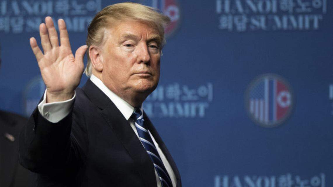 President Trump at a news conference in Hanoi after he and North Korean leader Kim Jong-un cut short their two-day summit in Vietnam.