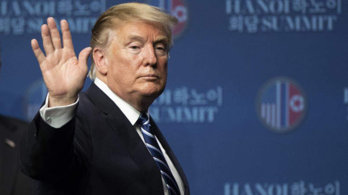 President Trump at a news conference in Hanoi after he and North Korean leader Kim Jong-un cut short their two-day summit in Vietnam.