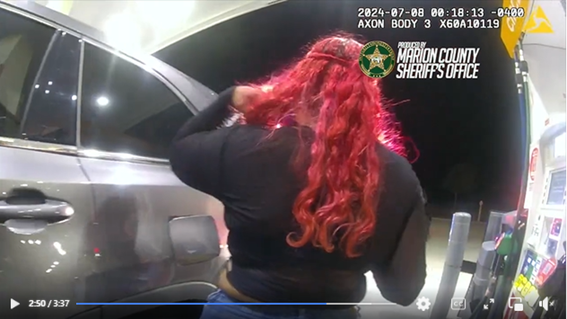 A Florida driver ignored a sheriff’s deputy and tried to pump gas in her SUV during a traffic stop in Marion County, officials say.