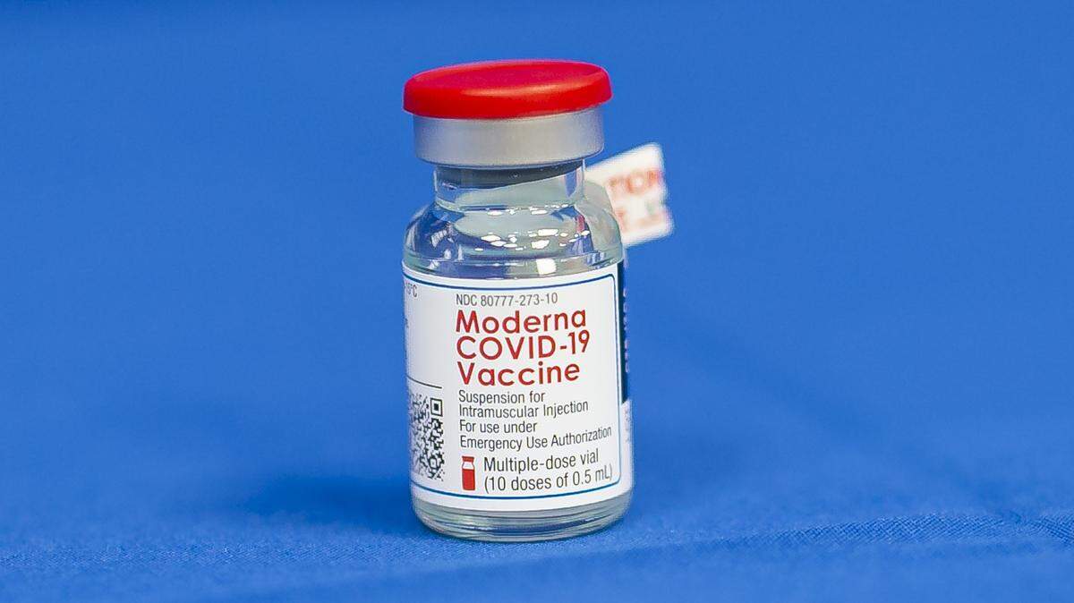A bottle of the Moderna COVID-19 vaccine at Broward Health Imperial Point in Fort Lauderdale, Florida on Wednesday, December 23, 2020.