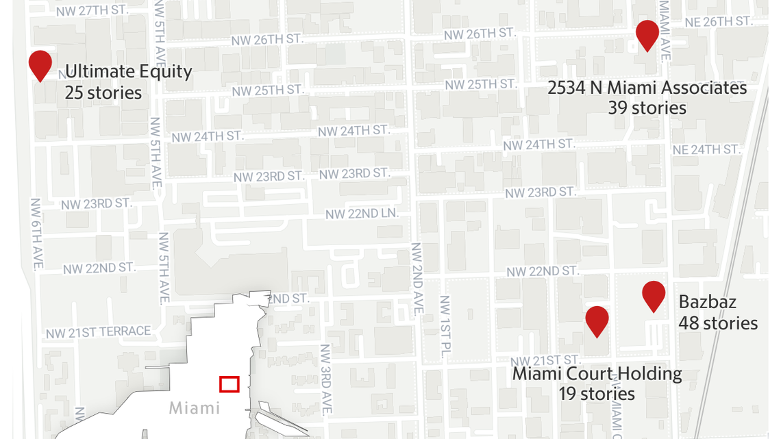 Map of proposed Wynwood highrises.