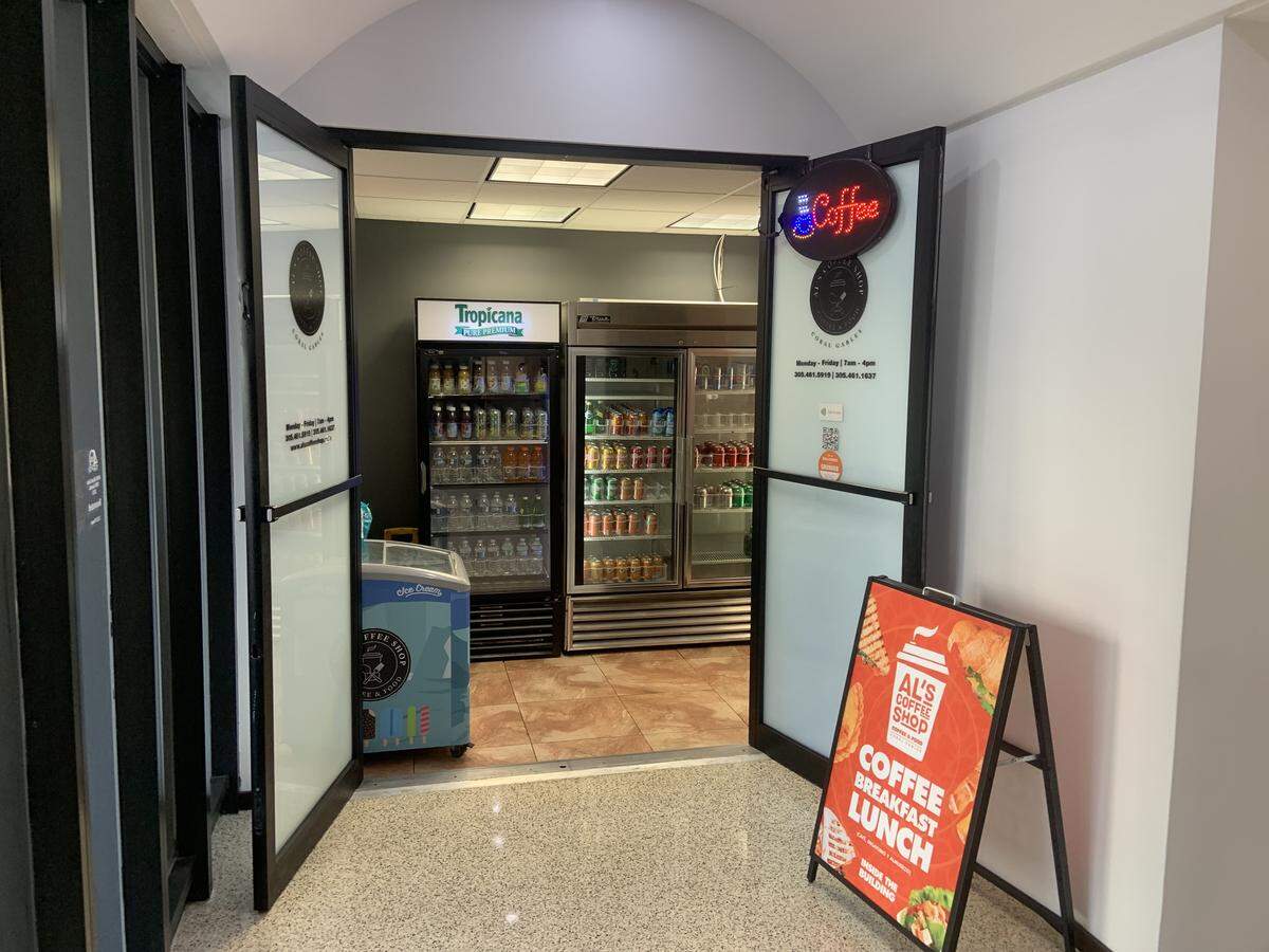 The entrance to Coral Gables’ Al’s Coffee Shop, inside 2121 Ponce de Leon.