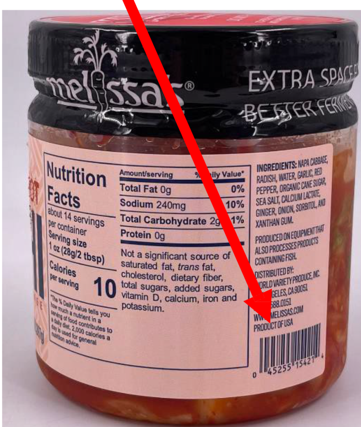 The ingredient label of Melissa’s Kimchi Hot doesn’t have fish noted as an allergen.