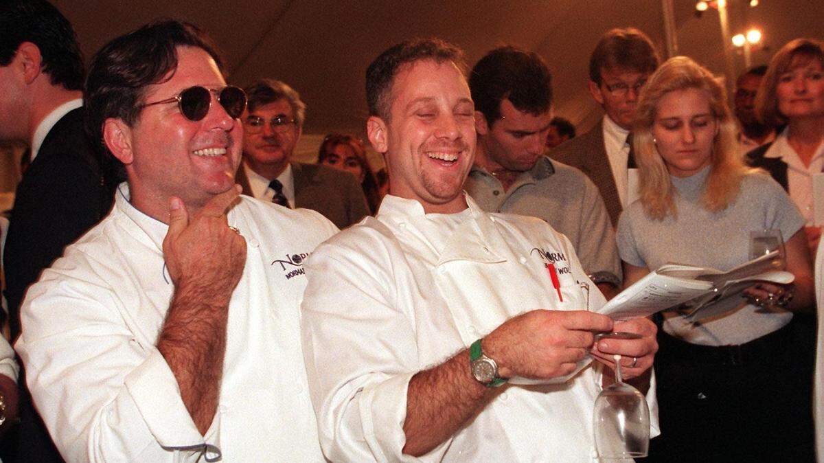 In 1999, Chef Norman Van Aken  and General Manager Jeffrey Wolfe of Norman’s in Coral Gables bid  for wine and enjoy the auction at the Florida Extravaganz at FIU, a fundraiser to benefit the Hospitality Management School.