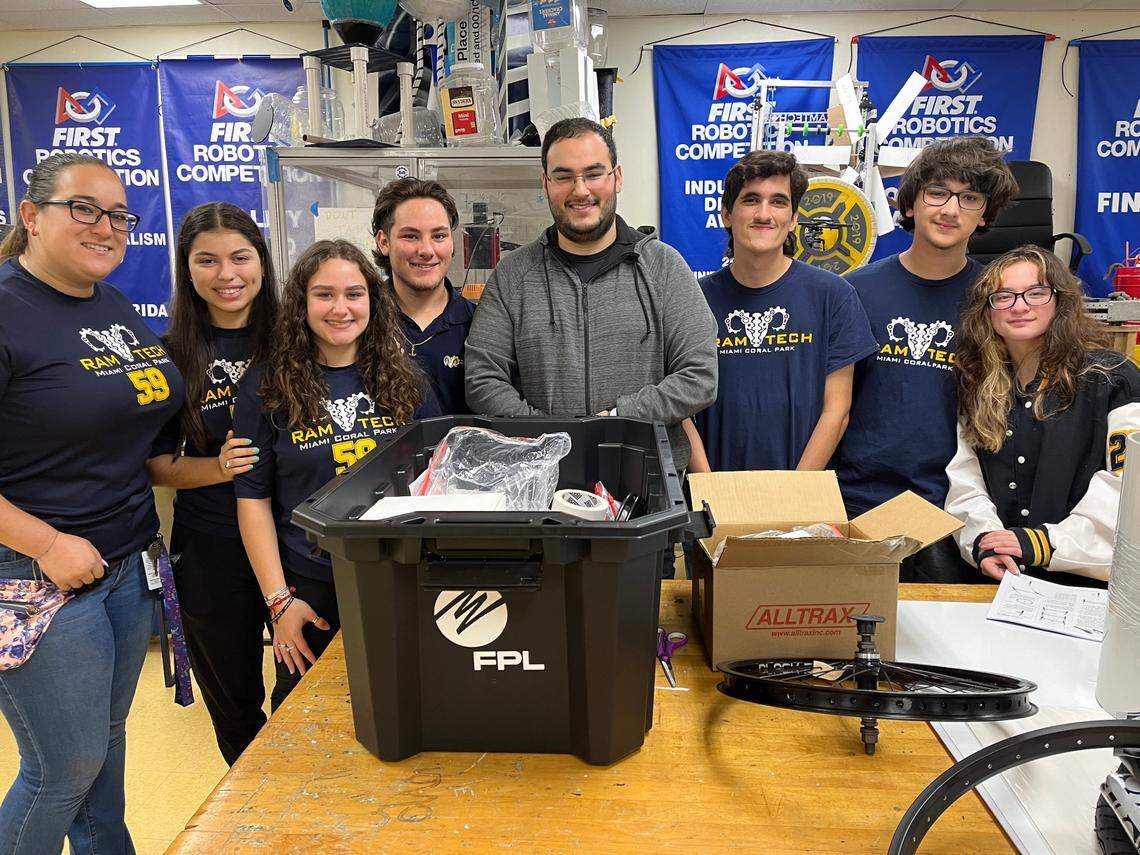 Coral Park Senior High students are building an electric go-kart for racing competition with a kit donated by FPL.