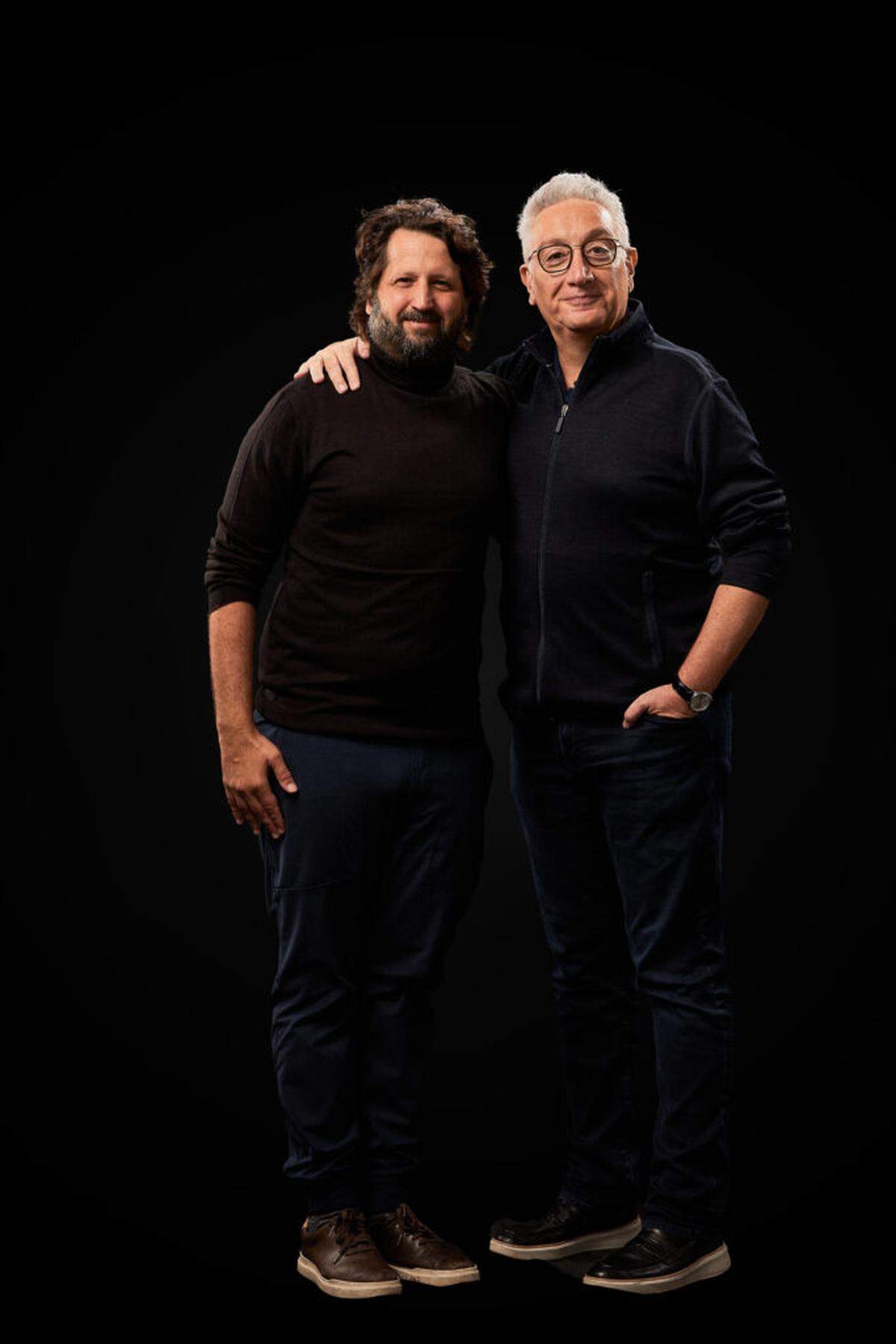 Miami New Drama Artistic Director Michel Hausmann (left) and Tectonic Theater Project Founding Artistic Director Moisés Kaufman (right) first began developing “Here There Are Blueberries” in Miami in 2017.