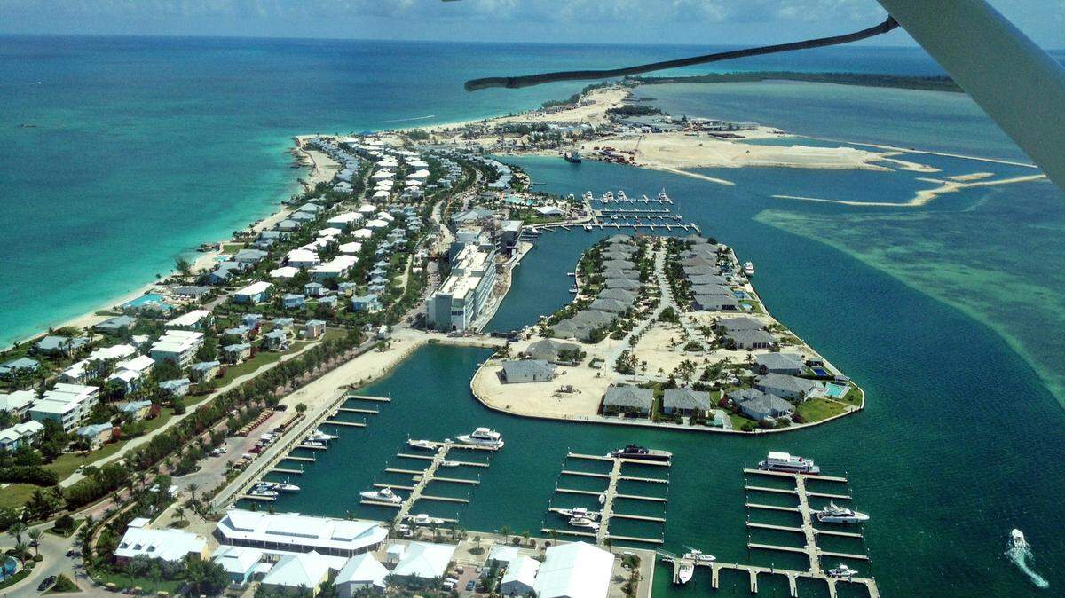 View of North Bimini from Resorts World's seaplane.