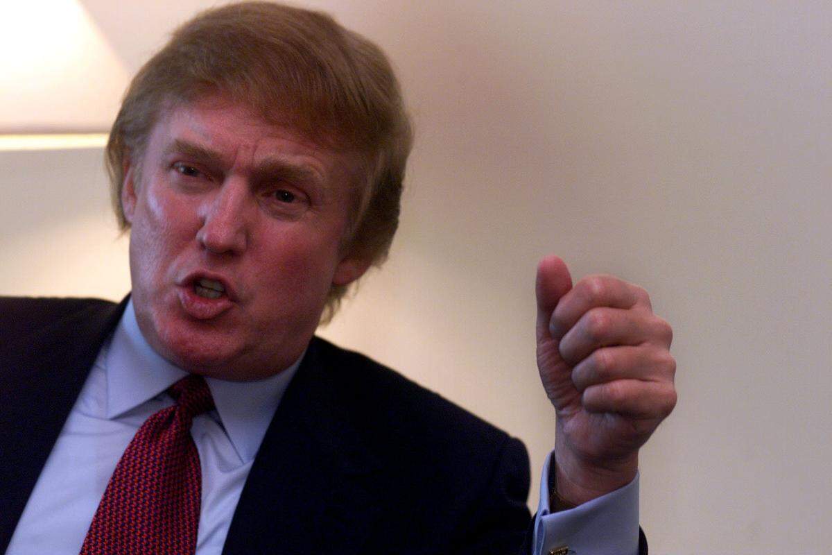 Donald Trump, speaks to reporters in 1999 during a visit to Miami.